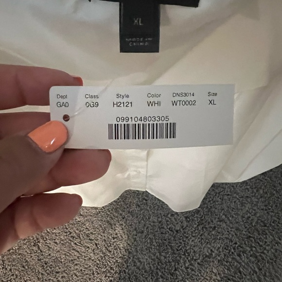 NWT! JCrew white button down ribbon tie at shoulders - Picture 2 of 2